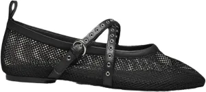 Women's Mesh Breathable Flat Mary Jane Shoes Strap Buckle Ballet Flats Fashion Adjustable Strap Round Toe Fishnet Shoes Summer Comfortable Anti-Slip Tulle Casual Ballerina Shoes