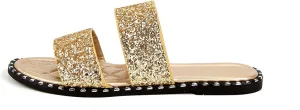 Women's Open Toe Flat Sandals Rhinestone Glitter On Casual Fashion Slippers Quick Drying Indoor & Outdoor Slides