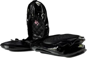 Women's Patent Style Foldable Portable Ballet Flats Shoes - Travel Wedding Foldup Slip On in a Carry Pouch