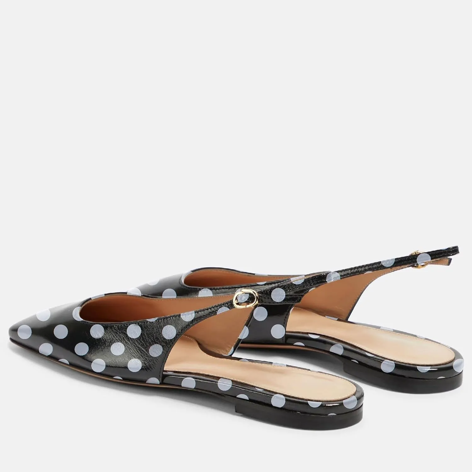 Women's Retro Square Toe Slingback with Buckle Ballet Flats Sexy Backless Patent Dress Flats Closed Toe Evening Prom Work Slingback Flats for Women