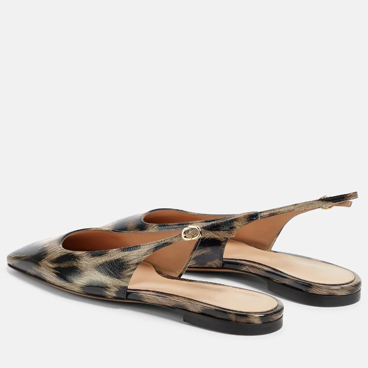 Women's Retro Square Toe Slingback with Buckle Ballet Flats Sexy Backless Patent Dress Flats Closed Toe Evening Prom Work Slingback Flats for Women