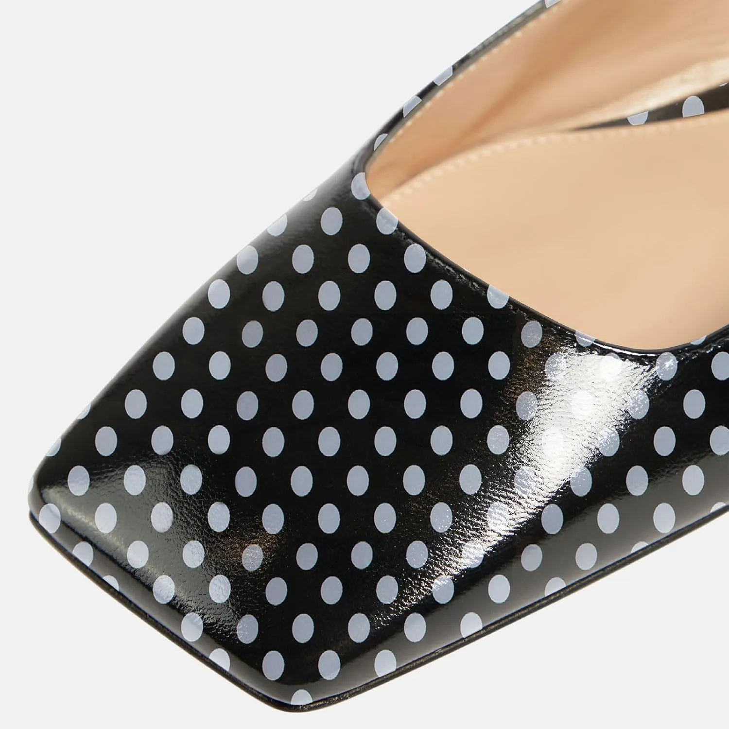 Women's Retro Square Toe Slingback with Buckle Ballet Flats Sexy Backless Patent Dress Flats Closed Toe Evening Prom Work Slingback Flats for Women