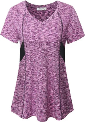 Womens Short Sleeve Tops Workout Athletic Sports Yoga Shirts