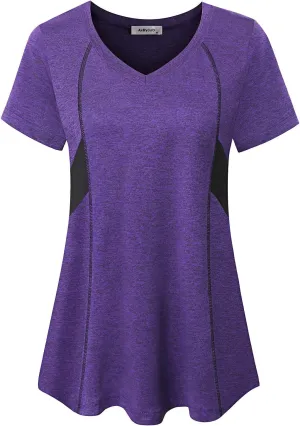 Womens Short Sleeve Tops Workout Athletic Sports Yoga Shirts