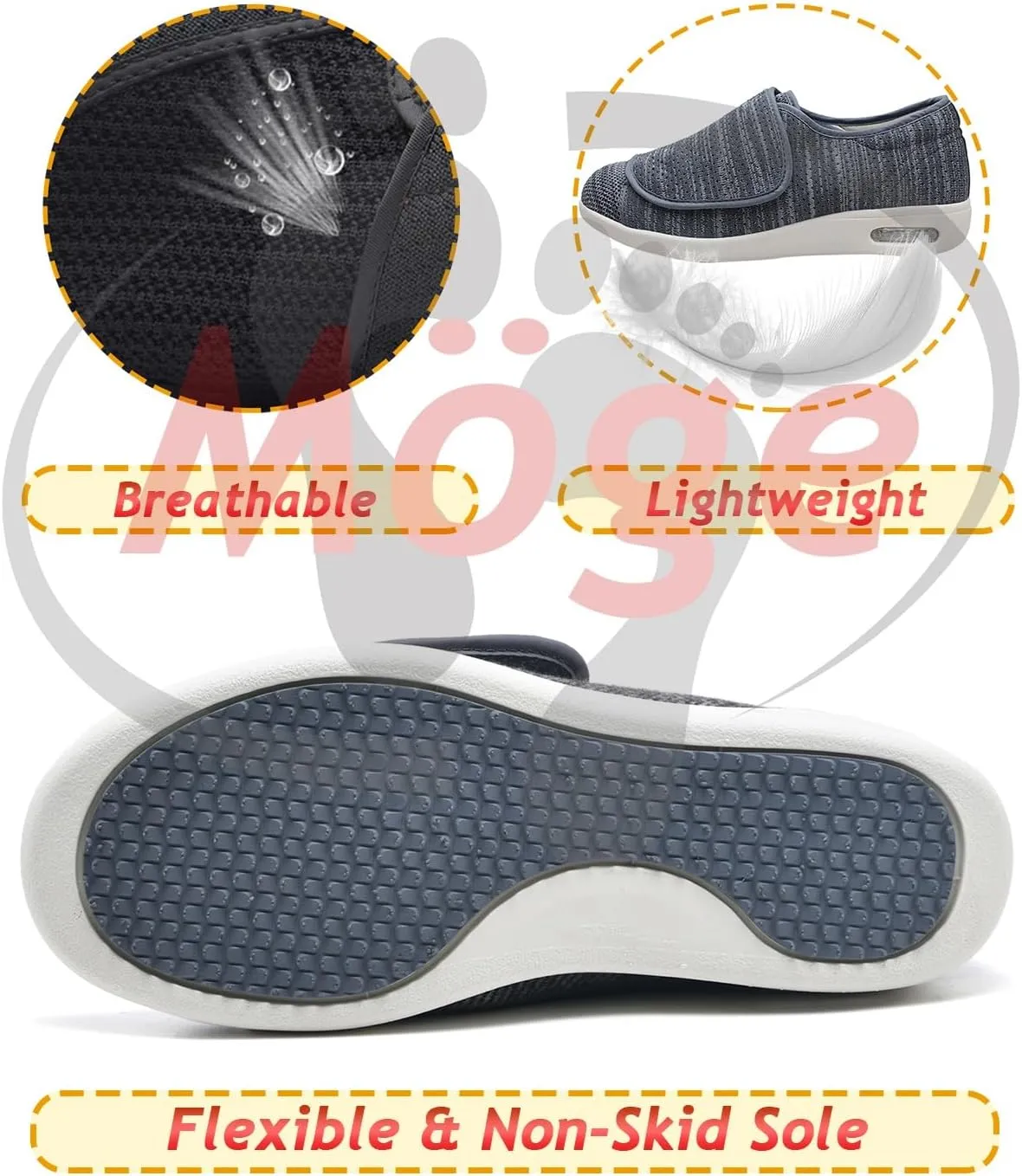 Women's Slip on Walking Shoes Mens Extra Wide Fit Diabetic Shoes Easy Close Orthopedic Slippers for Swollen Feet Plantar Fasciitis Adjustable Lightweight Walking Trainers