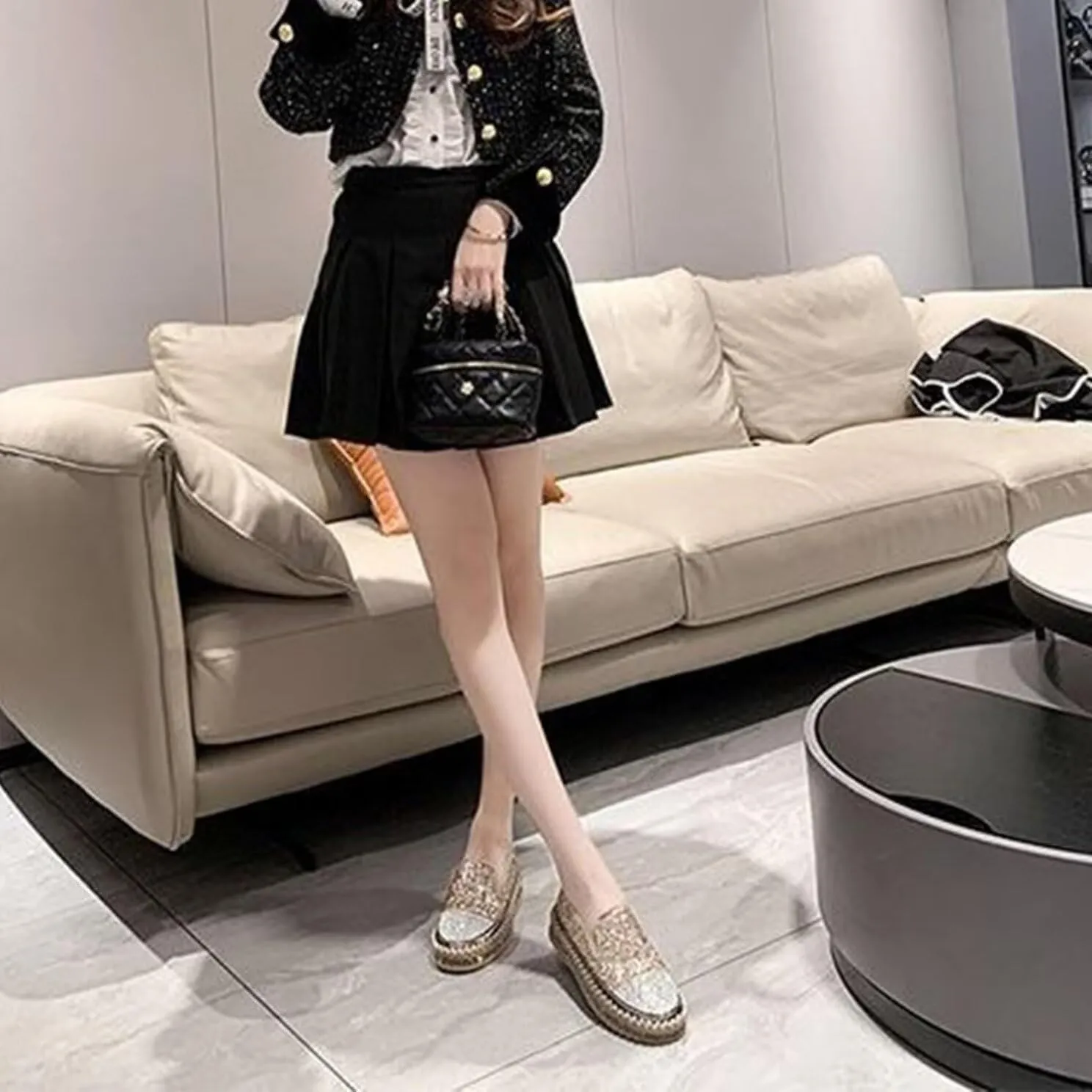 Women's Sneakers Rhinestones Glitter Platform Slip On Casual Cute Bowknot Shiny Walking Shoes Comfortable Dress Flat Loafers