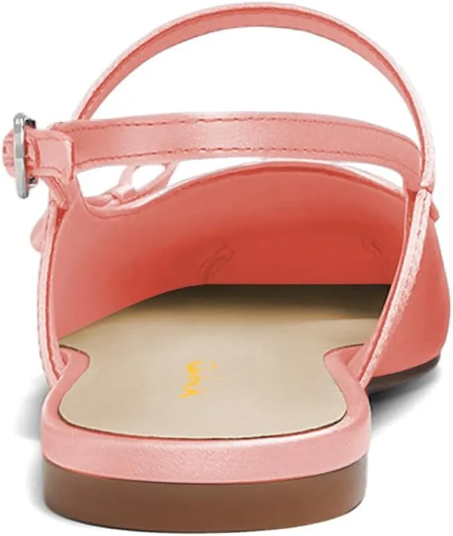 XYD Women Square Toe Slingback Sandals Ballet Flat Bowknot Slender Straps Slip-on Dressy Casual Shoes