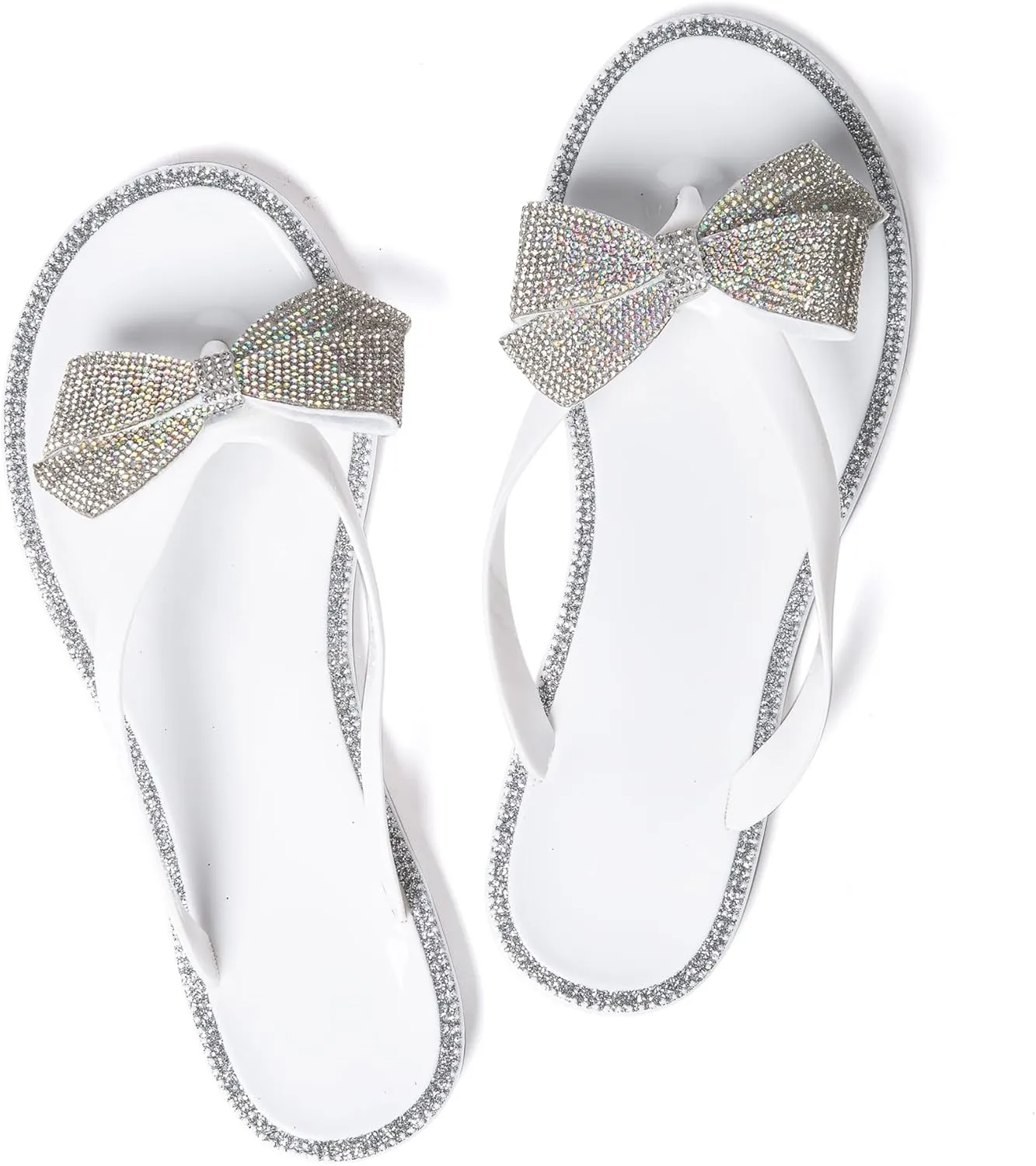 YANWENFANG Women Flip Flops Jelly Thong Waterproof Bow Summer Beach Rain Casual PVC Boho Vacation Flat Sandals
