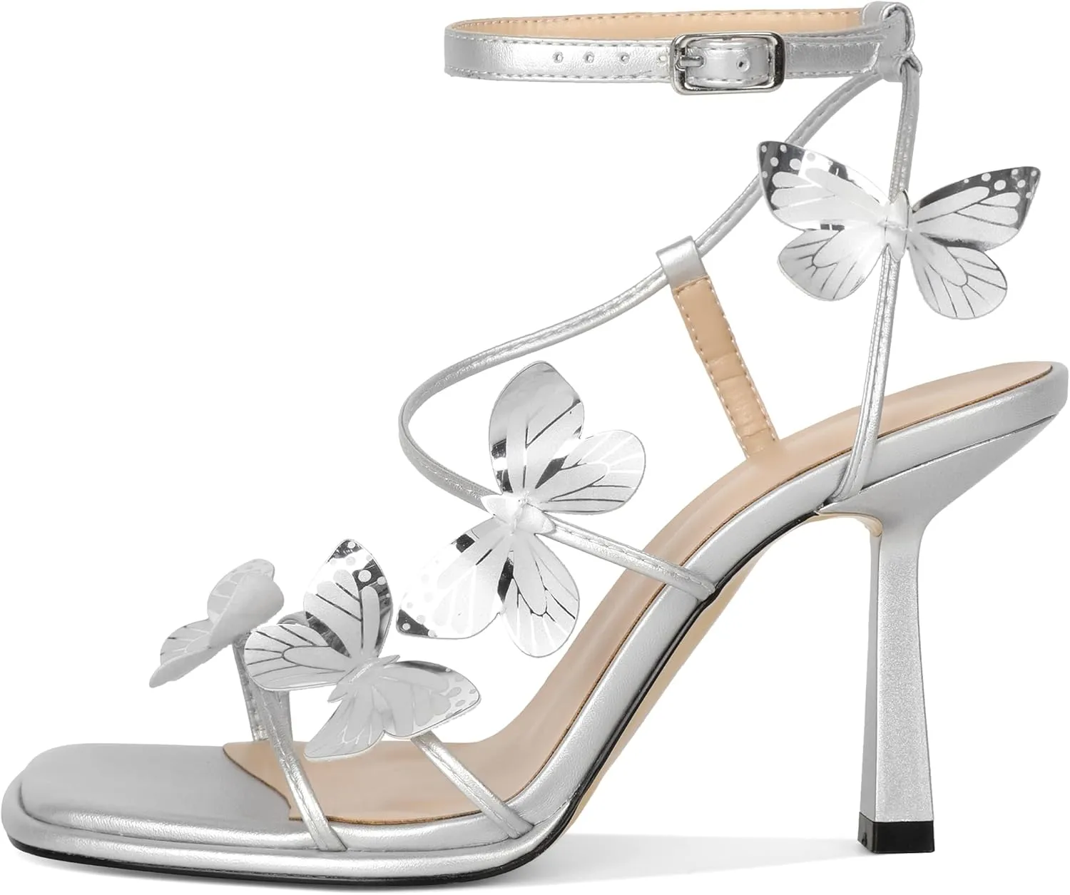 YODEKS Butterfly Heels Sandals Open Toe 3.5 Inch High Heels Women's Shoes