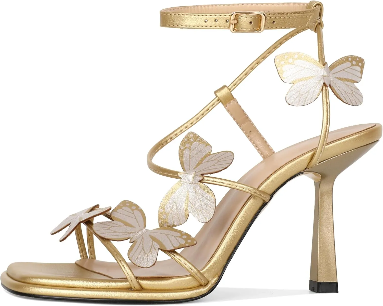 YODEKS Butterfly Heels Sandals Open Toe 3.5 Inch High Heels Women's Shoes