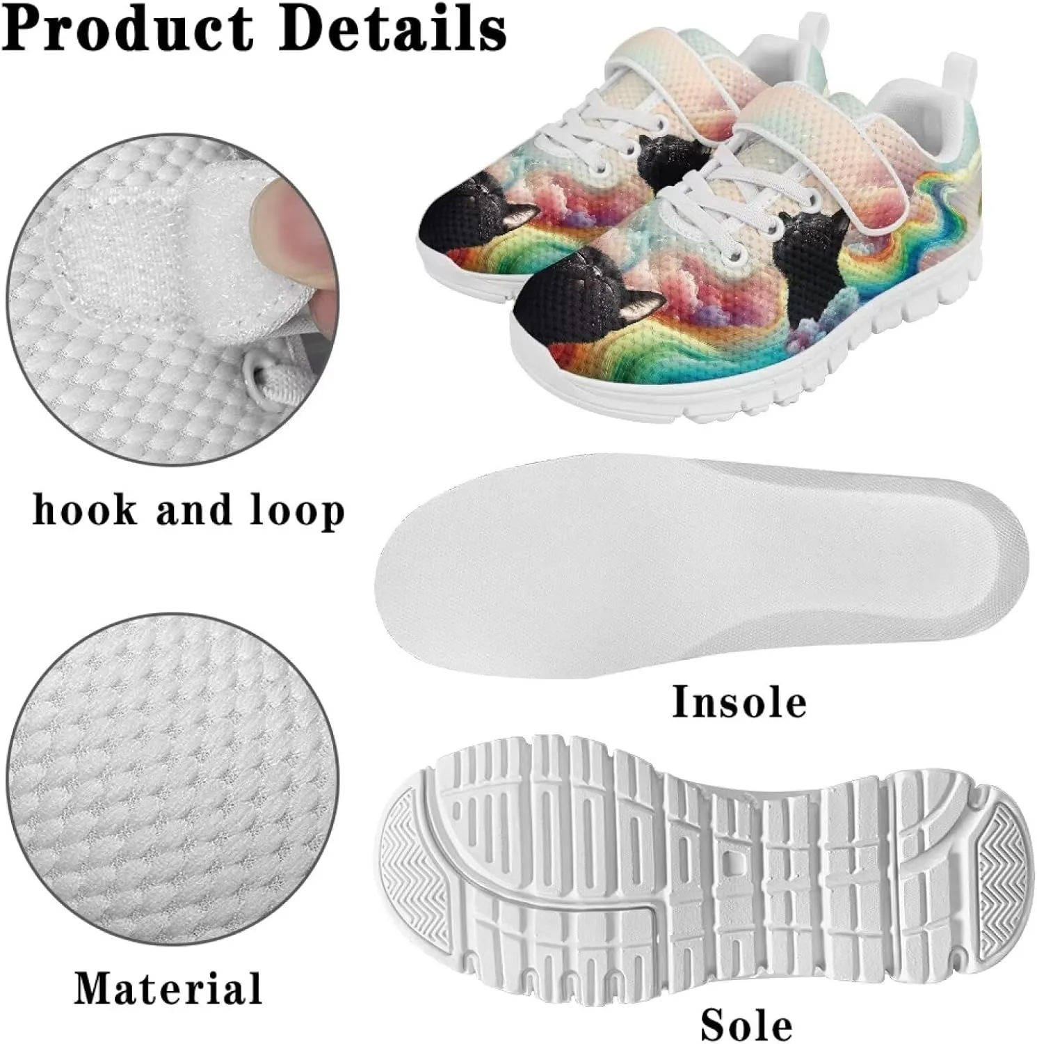 Yzaoxia Unisex Kids Sneakers Hook and Loop Boys Girls Walking Shoes