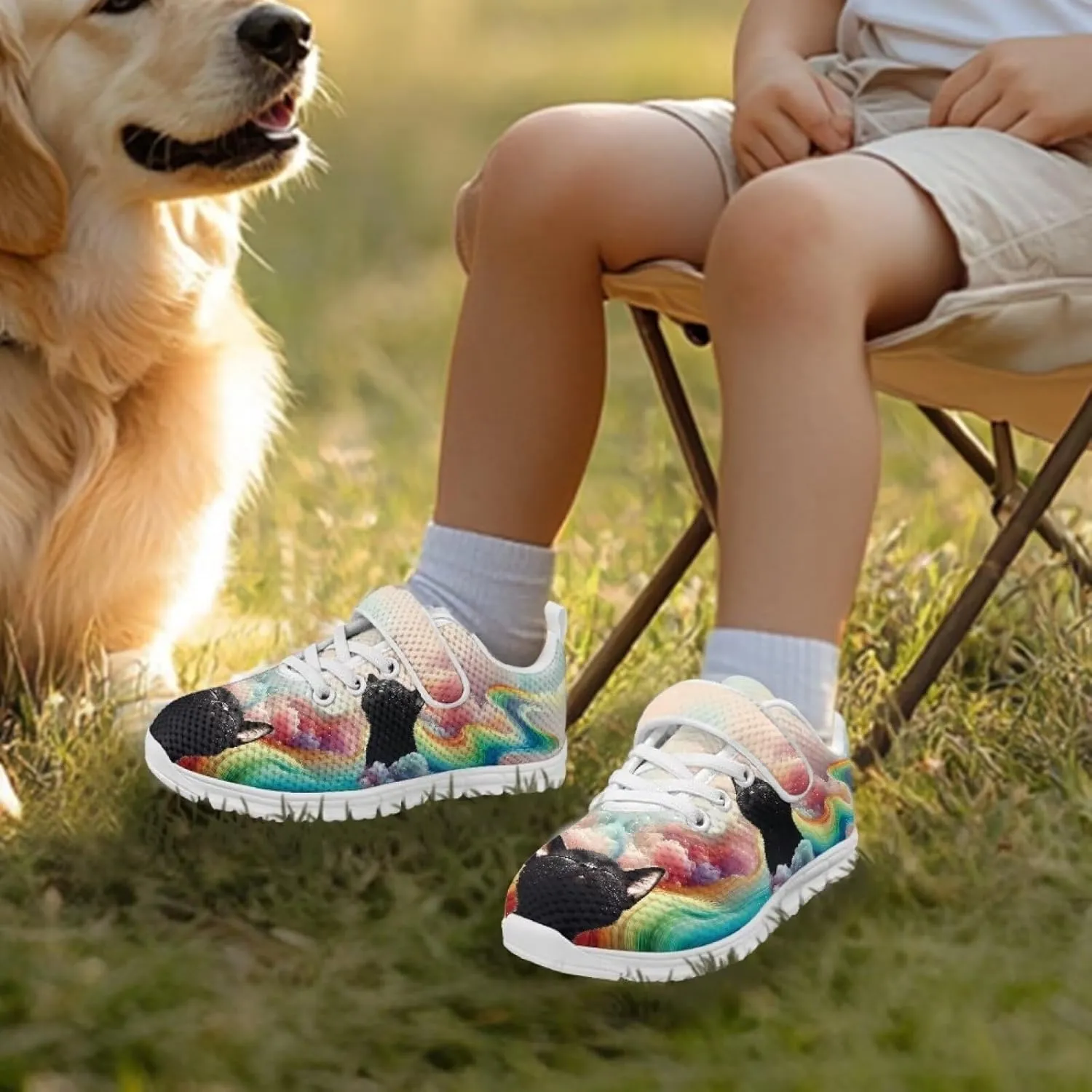 Yzaoxia Unisex Kids Sneakers Hook and Loop Boys Girls Walking Shoes